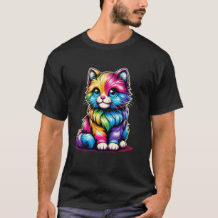 Camiseta Gato Bonito para Adolescentes Coloridos Adoção de 