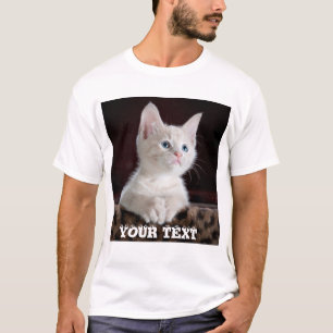 Camiseta Gato Bonito Personalizado. Adicionar Foto e Texto.