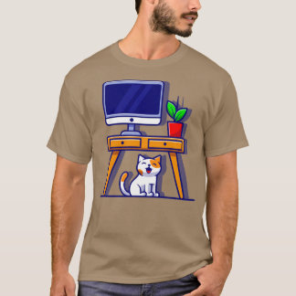 Camiseta Gato Bonito Sob Cartografia De Mesa