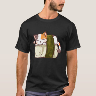 Camiseta Gato Bonito Sushi Anime Japonês Kawaii Funny Cat 