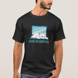 Camiseta Gato Bonito - Trabalho Em Computadores Cat - Gato 
