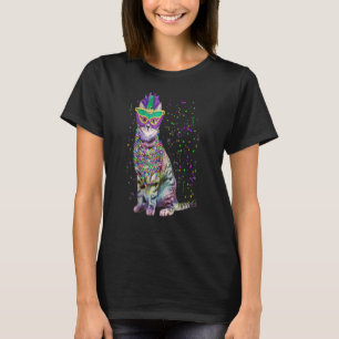 Camiseta Gato Bonito Vestindo Carnaval Mardi Gras Cat Men