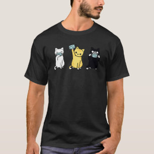 Camiseta Gato Bonito Vestindo Máscara Gatinho Adorável