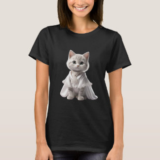 Camiseta gato bonito vestindo roupas, gatinho engraçado