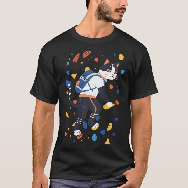 Camiseta Gato Bouldering Escalada de Rocha Divertida Climbe (Frente)