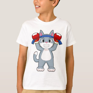 Camiseta Gato Boxeador Luvas de boxe Boxe
