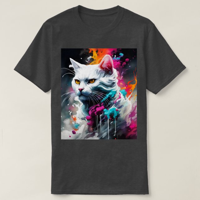 Camiseta gato branco (Frente do Design)