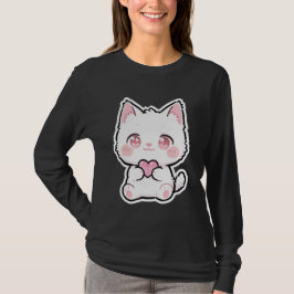 Camiseta Gato Branco Adorável