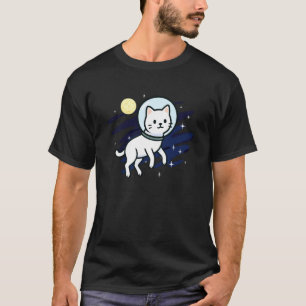 Camiseta Gato Branco Astronauta Espacial Lua Mãe Amante de 