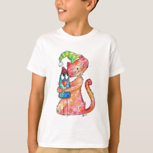 Camiseta Gato Branco Bonito Adora Pássaro