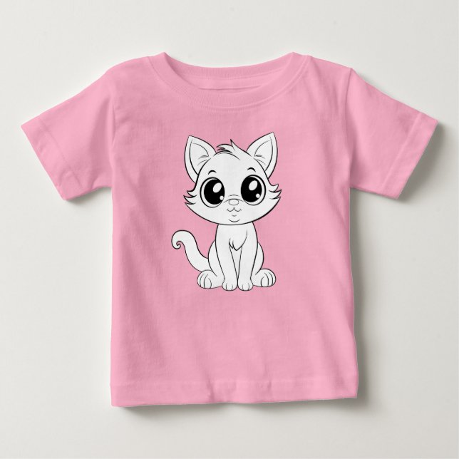Camiseta Gato Branco Bonito Adorável (Frente)