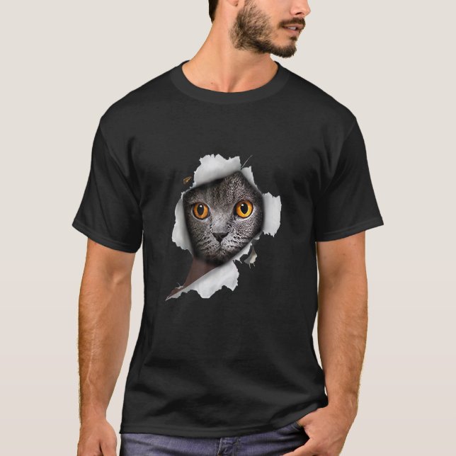 Camiseta Gato Branco Ca Gato Orn Tecido (Frente)