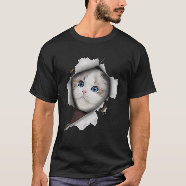Camiseta Gato Branco Ca Roubou Roupa (Frente)