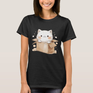 Camiseta Gato branco de anime em uma caixa do desenho anima