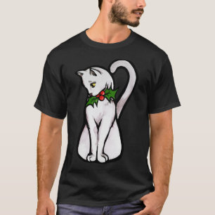 Camiseta Gato Branco de Natal