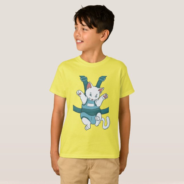 Camiseta Gato branco em marsupio (Frente Completa)