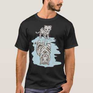 Camiseta Gato Branco Em Reflexão Espelho Tigre Gatinho Baby