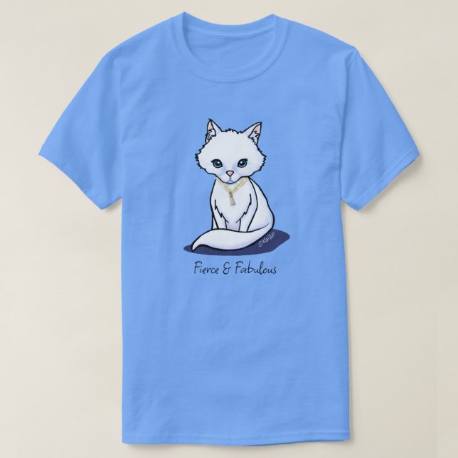 Camiseta Gato Branco Fofo (Frente do Design)