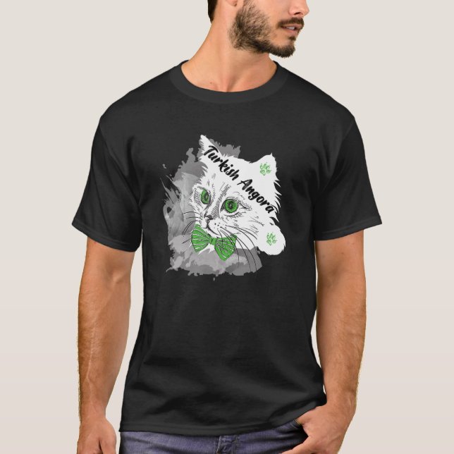 Camiseta Gato Branco Gelado Olhos Verdes De Gatinho Branco  (Frente)