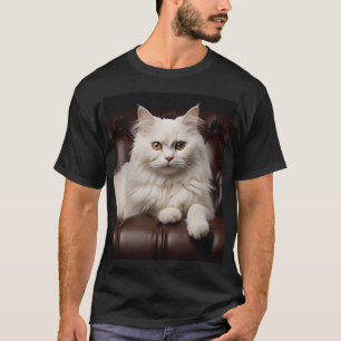 Camiseta Gato branco majestoso