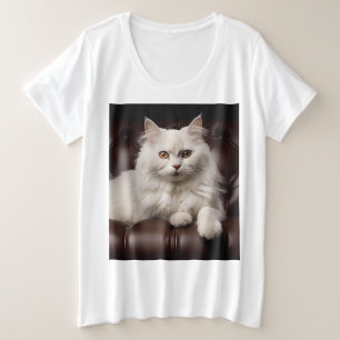Camiseta Gato branco majestoso