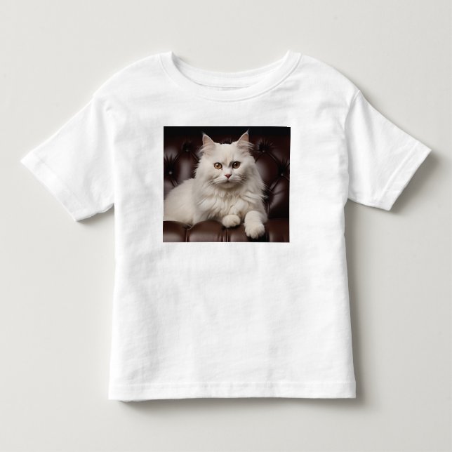 Camiseta Gato branco majestoso (Frente)