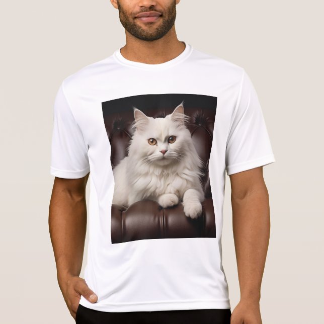 Camiseta Gato branco majestoso (Frente)