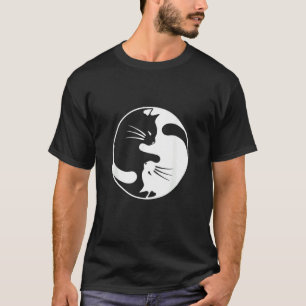 Camiseta Gato Branco Negro Yin E Yang Para Mulheres E Pais