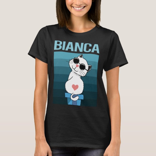 Camiseta Gato Branco - Nome Bianca (Frente)