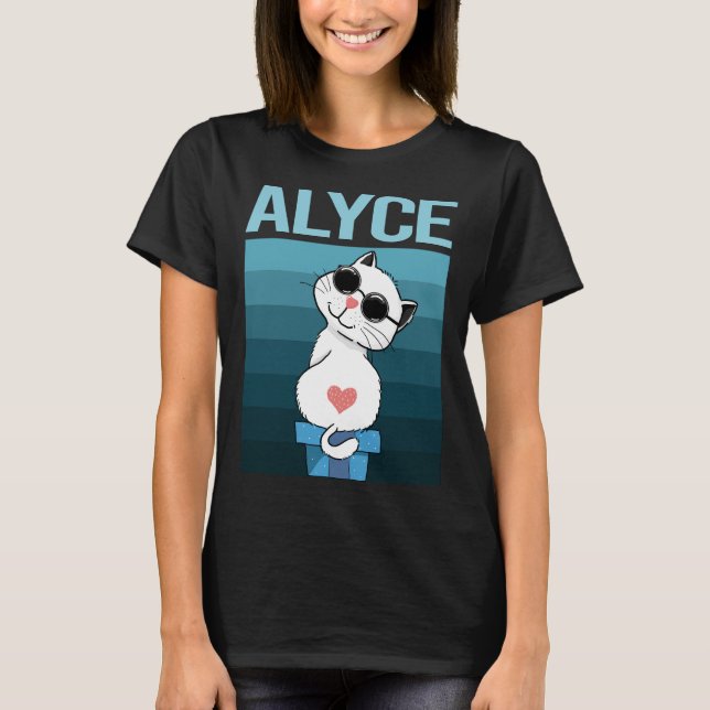 Camiseta Gato Branco - Nome do Alyce (Frente)