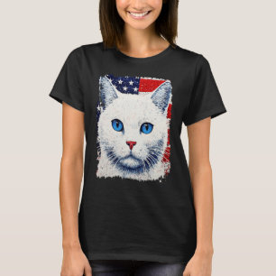 Camiseta Gato Branco Patriótico Pop Art