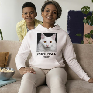 Camiseta Gato Branco Personalizado Cinza e Texto Preto Foto