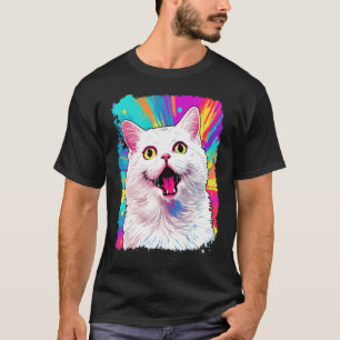 Camiseta Gato Branco Pop Art