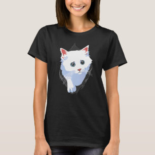 Camiseta Gato branco-Roupa de-gato doce, torto de tecido