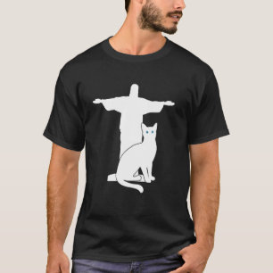 Camiseta Gato Branco Viagem Silhueta Cristo Redentor Br