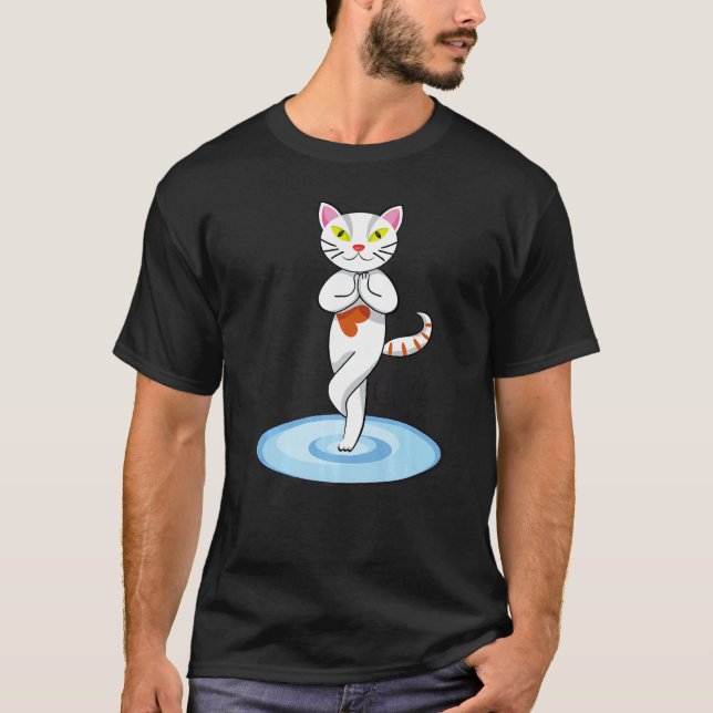 Camiseta Gato branco yoga (Frente)