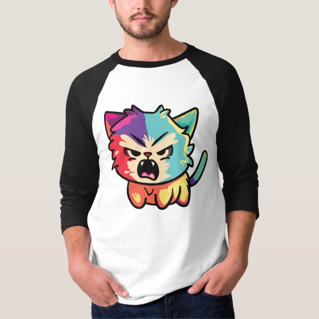Camiseta Gato bravo bonito cantando. (Frente)