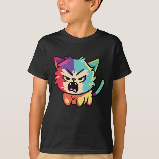 Camiseta Gato bravo bonito cantando. (Frente)