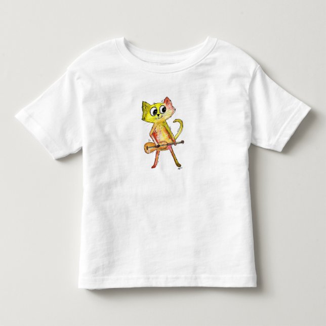 Camiseta Gato Bravo Brincando De Violão (Frente)