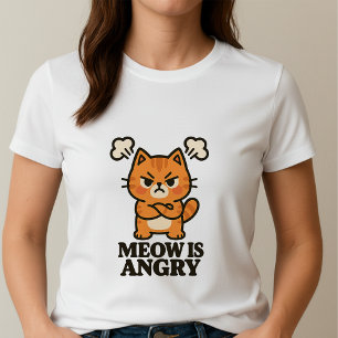 Camiseta Gato Bravo Divertido; Gatinho Fofo Está B