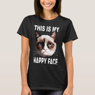 Camiseta Gato Bravo Esta É Minha Cara Feliz Gato Sarcástico
