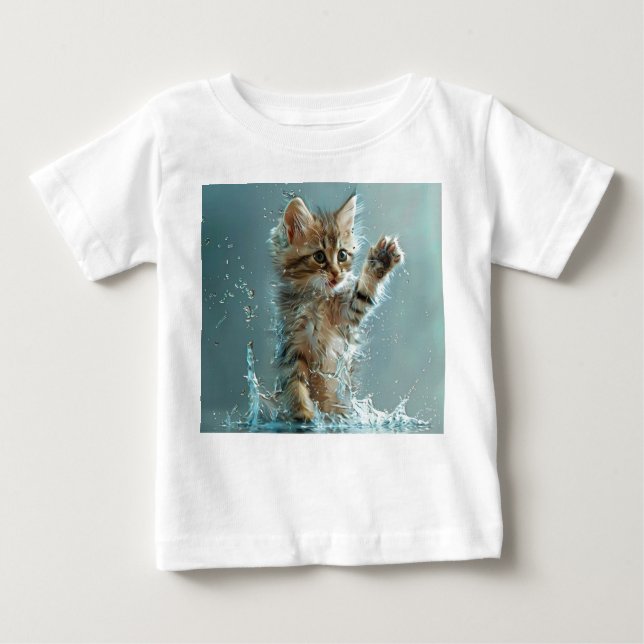 Camiseta gato brincando na água (Frente)