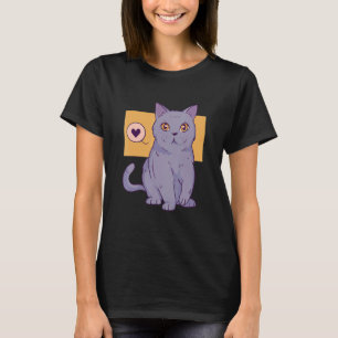 Camiseta Gato British Shorthair Animal Meow Amor Coração