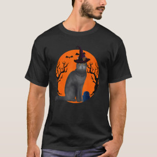 Camiseta Gato British Shorthair com Chapéu de Bruxa de Hall