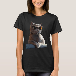 Camiseta Gato British Shorthair com Óculos de Sol Amor de M