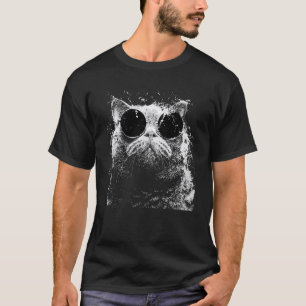 Camiseta Gato British Shorthair com Óculos Redondos Grunge