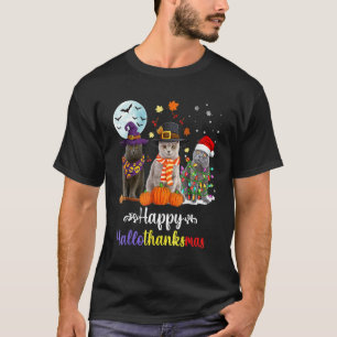 Camiseta Gato British Shorthair Halloween Feliz Natal