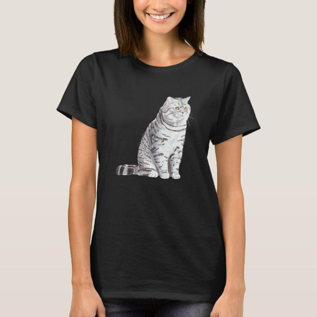 Camiseta Gato British Shorthair sentado (Frente)