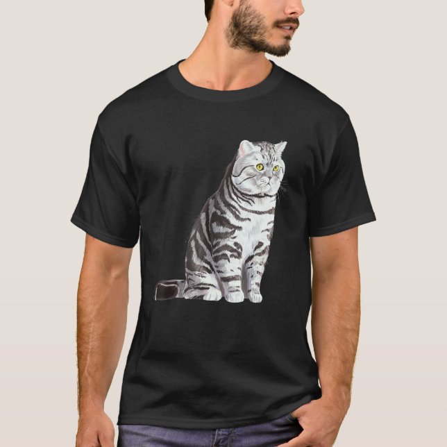 Camiseta Gato British Shorthair sentado (Frente)