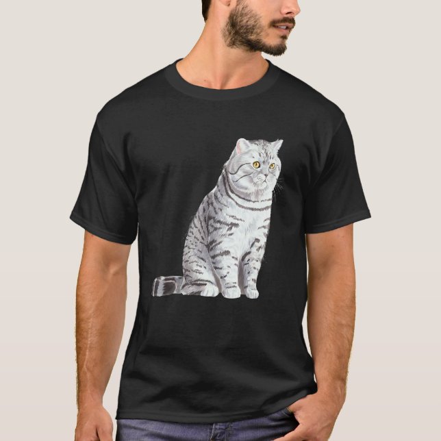 Camiseta Gato British Shorthair sentado (Frente)